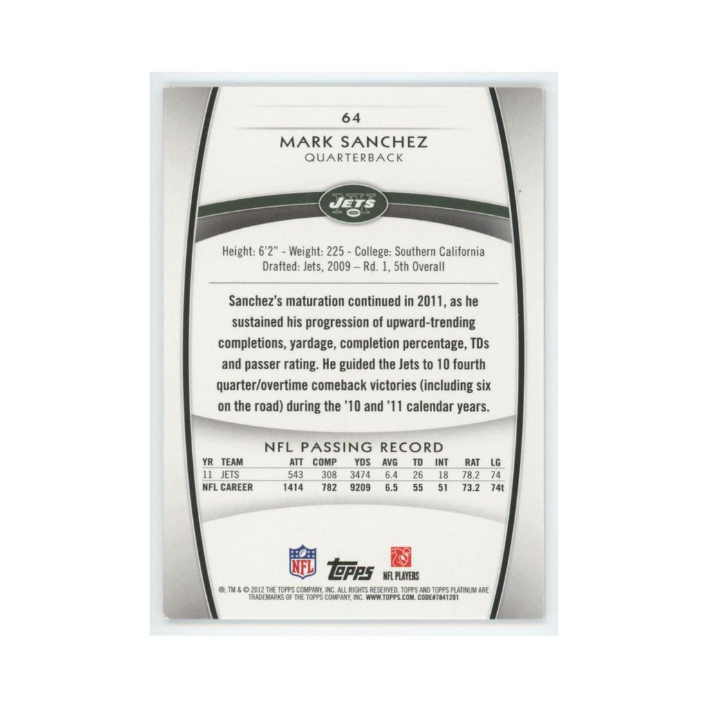 2012 Topps Platinum Mark Sanchez Jets #64