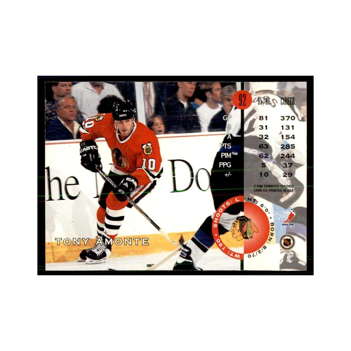 Tony Amonte 1996 Leaf #92 Hockey Cards Hockey Card NM