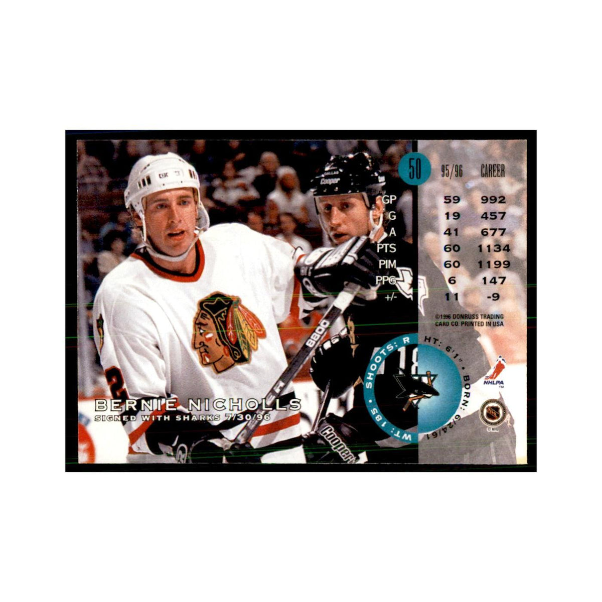 Bernie Nicholls 1996 Leaf #50 Hockey Cards Hockey Card NM