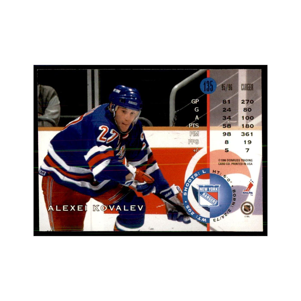 Alexei Kovalev 1996 Leaf #135 Hockey Cards Hockey Card NM