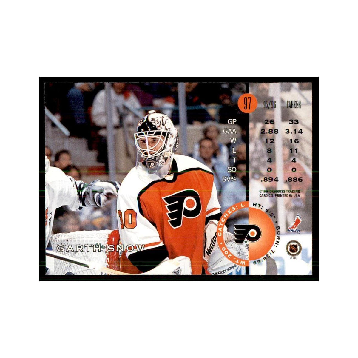 Garth Snow 1996 Leaf #97 Hockey Cards Hockey Card NM
