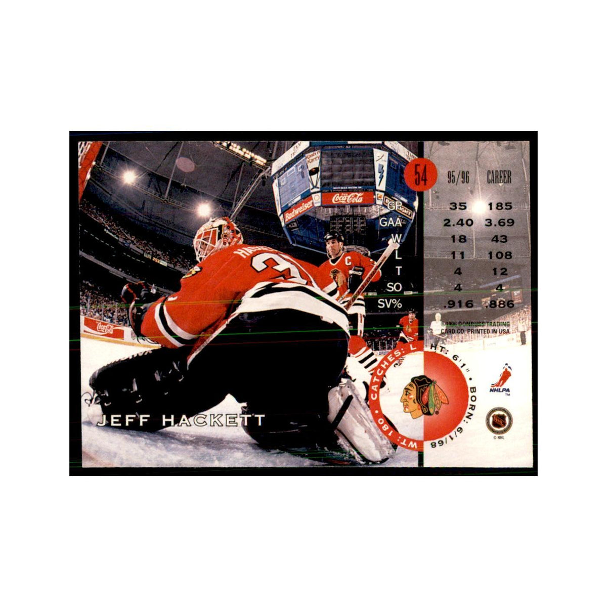 Jeff Hackett 1996 Leaf #54 Hockey Cards Hockey Card NM