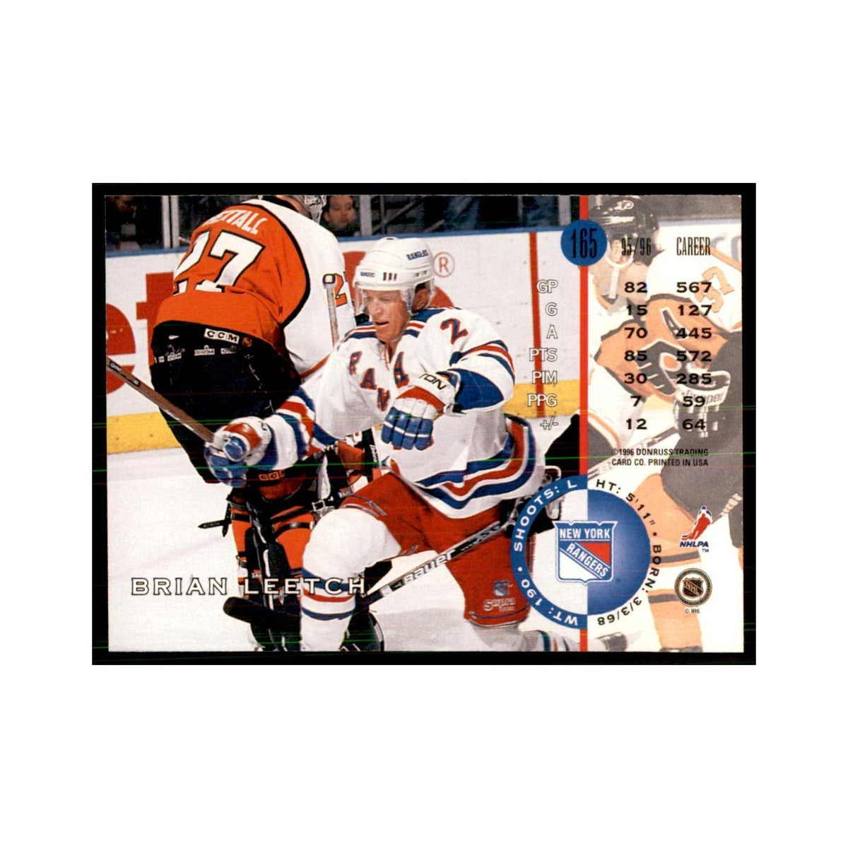 Brian Leetch 1996 Leaf #165 Hockey Cards Hockey Card NM