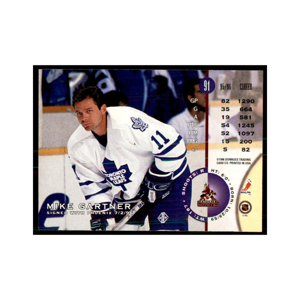Mike Gartner 1996 Leaf #91 Hockey Cards Hockey Card NM