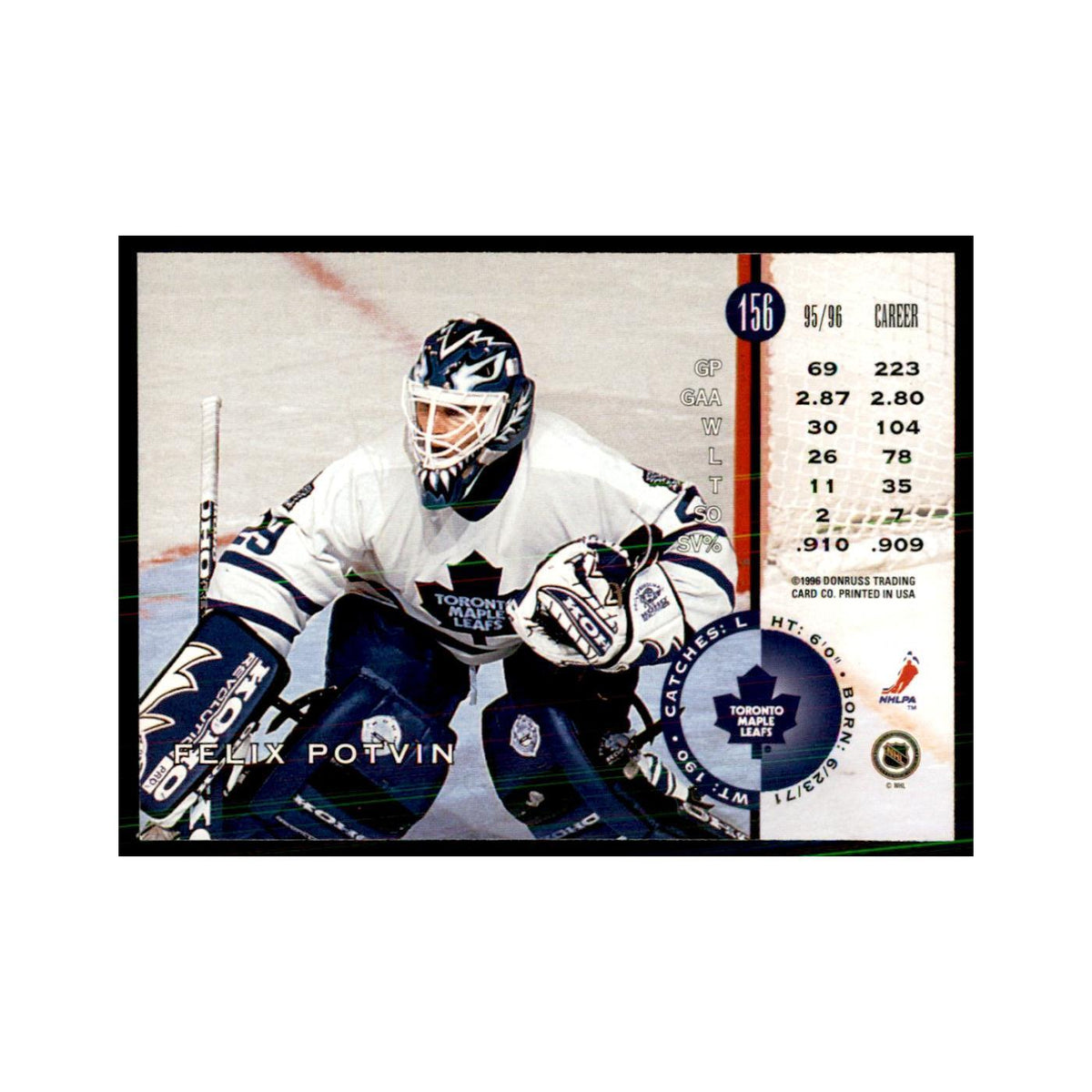Felix Potvin 1996 Leaf #156 Hockey Cards Hockey Card NM