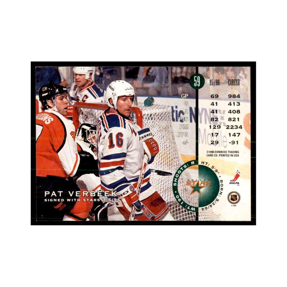 Pat Verbeek 1996 Leaf #59 Hockey Cards Hockey Card NM