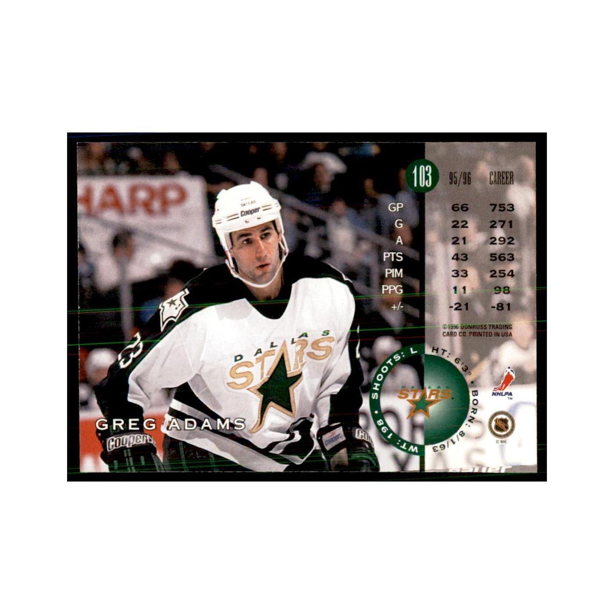 Greg Adams 1996 Leaf #103 Hockey Cards Hockey Card NM