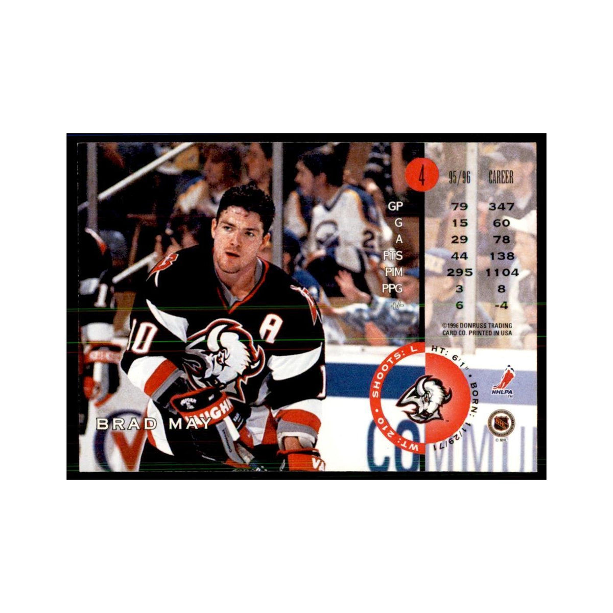 Brad May 1996 Leaf #4 Hockey Cards Hockey Card NM