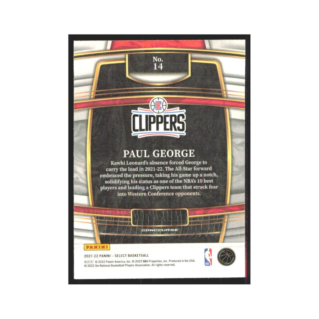 Paul George 2021 Panini Select #14 Los Angeles Clippers Basketball Card NM