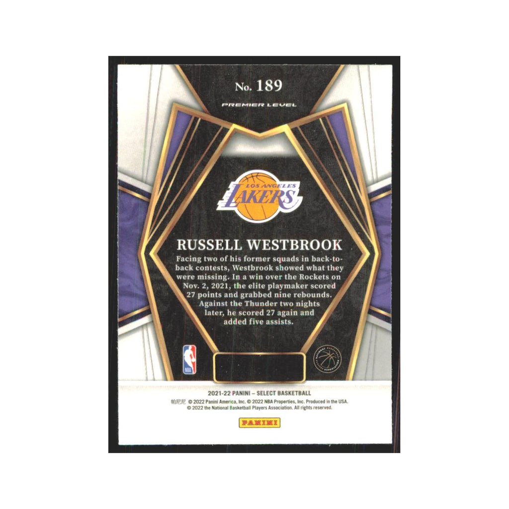 Russell Westbrook 2021 Panini Select #189 Los Angeles Lakers Basketball Card NM