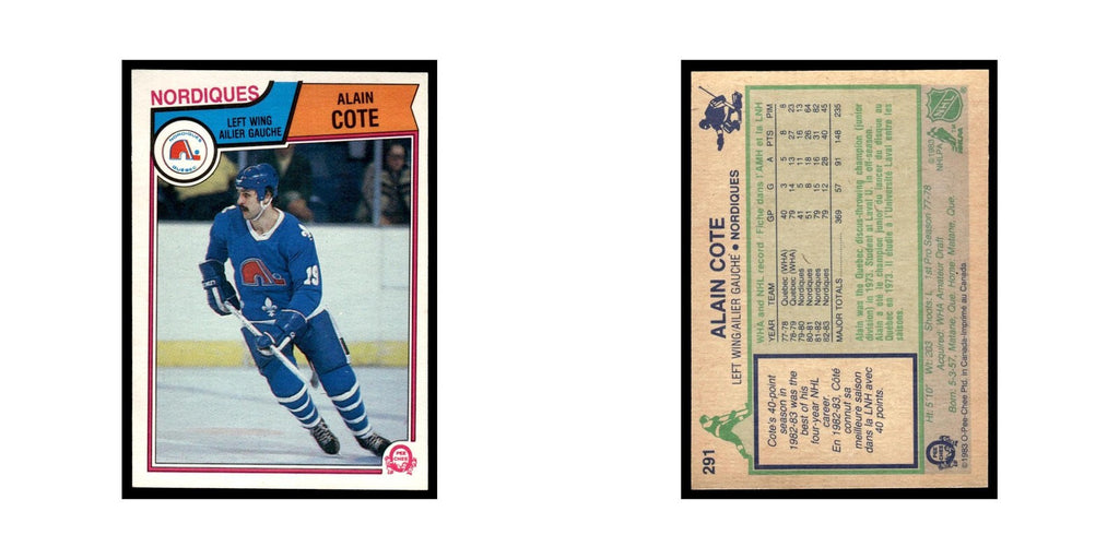 Alain Cote 1983 O-Pee-Chee #291 Quebec Nordiques Hockey Card EX