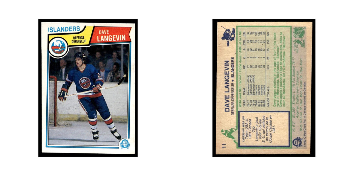 Dave Langevin 1983 O-Pee-Chee #11 New York Islanders Hockey Card EX
