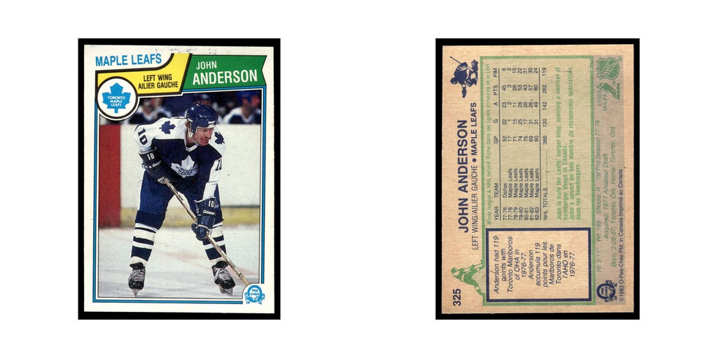 John Anderson 1983 O-Pee-Chee #325 Toronto Maple Leafs Hockey Card EX
