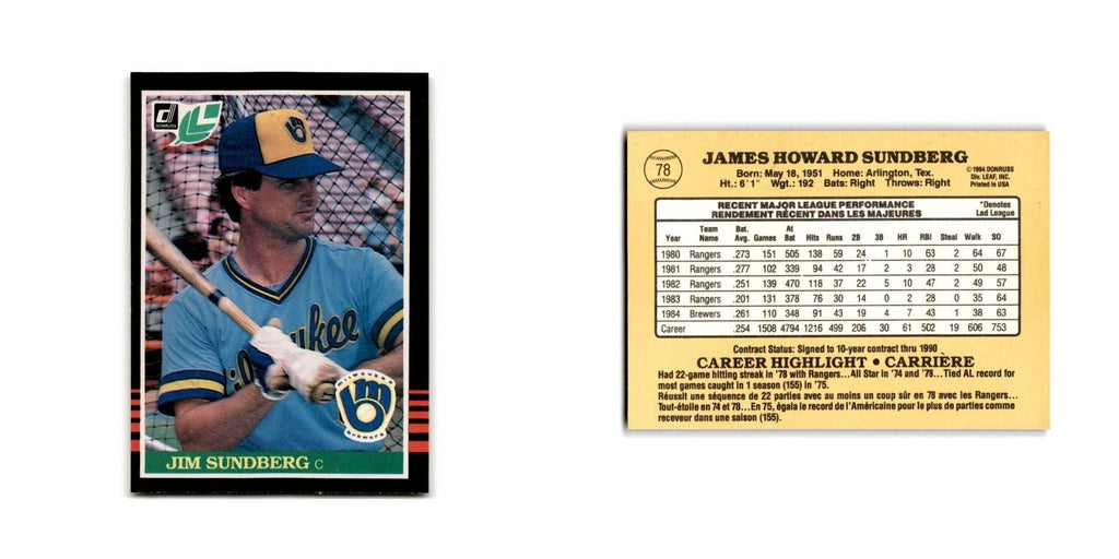 Jim Sundberg 1985 Leaf #78 Milwaukee Brewers Baseball Card NM