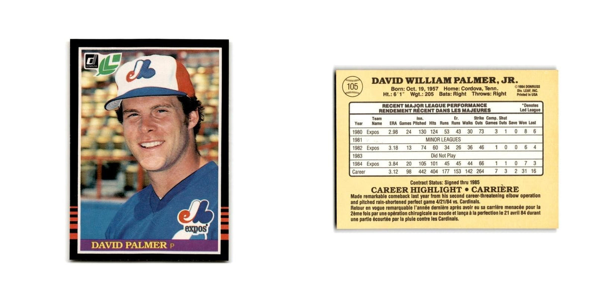 David Palmer 1985 Leaf #105 Montreal Expos Baseball Card NM