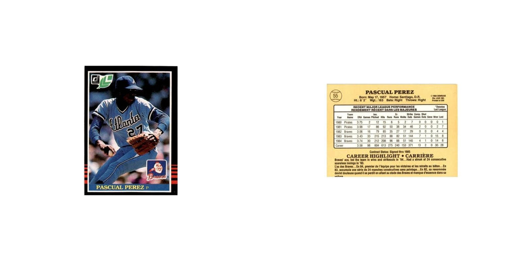 Pascual Perez 1985 Leaf #55 Atlanta Braves Baseball Card NM