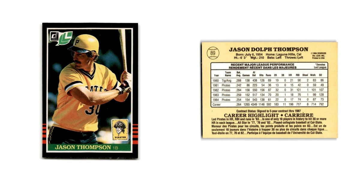 Jason Thompson 1985 Leaf #89 Pittsburgh Pirates Baseball Card NM