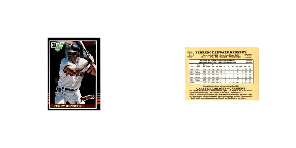 Terry Kennedy 1985 Leaf #33 San Diego Padres Baseball Card NM