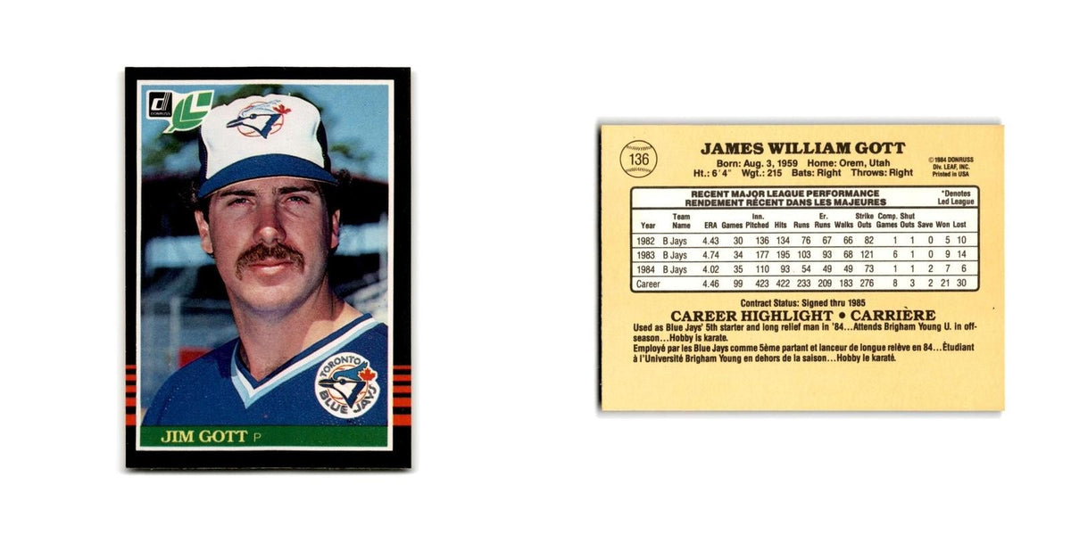 Jim Gott 1985 Leaf #136 Toronto Blue Jays Baseball Card NM