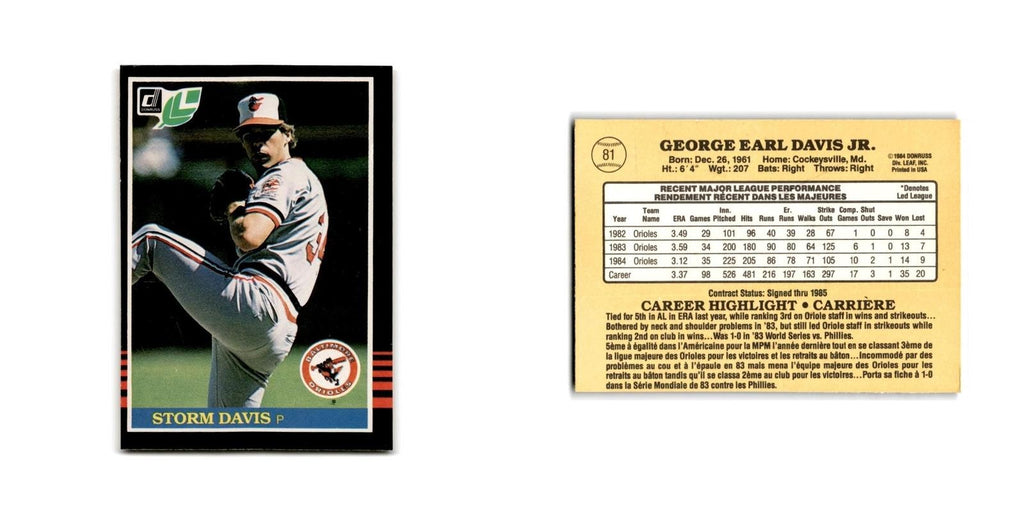 Storm Davis 1985 Leaf #81 Baltimore Orioles Baseball Card NM