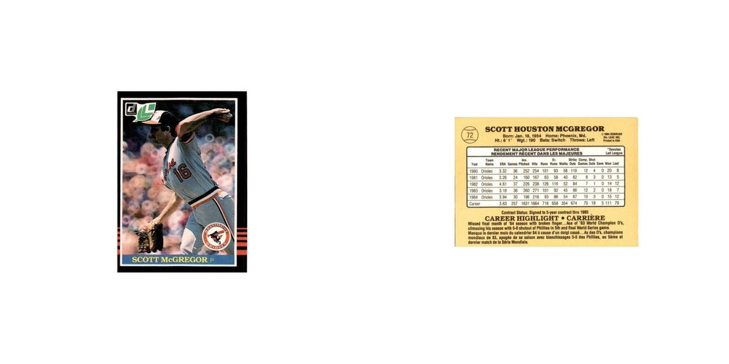 Scott McGregor 1985 Leaf #72 Baltimore Orioles Baseball Card NM