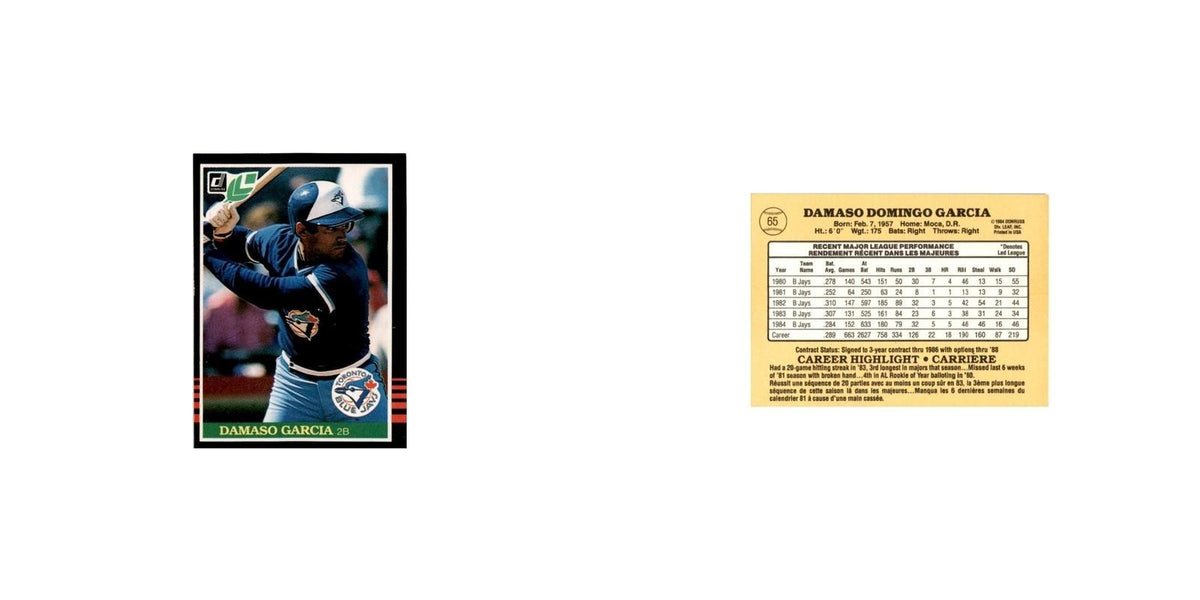 Damaso Garcia 1985 Leaf #65 Toronto Blue Jays Baseball Card NM
