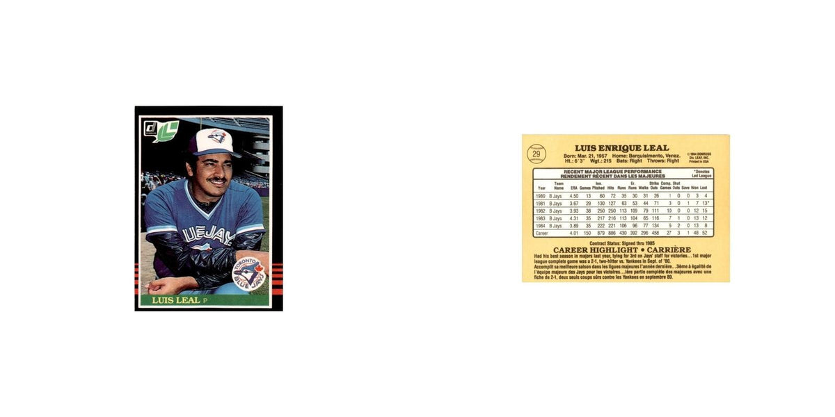 Luis Leal 1985 Leaf #29 Toronto Blue Jays Baseball Card NM