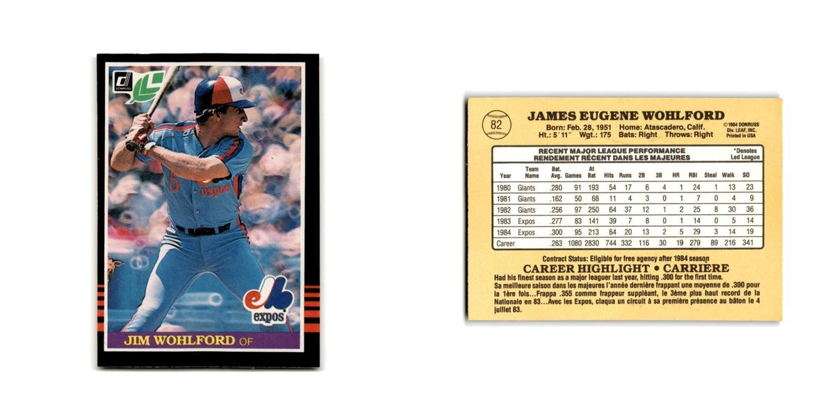 Jim Wohlford 1985 Leaf #82 Montreal Expos Baseball Card NM