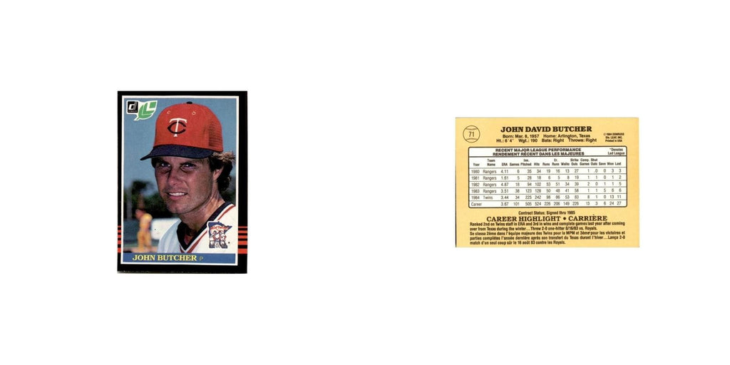 John Butcher 1985 Leaf #71 Minnesota Twins Baseball Card NM