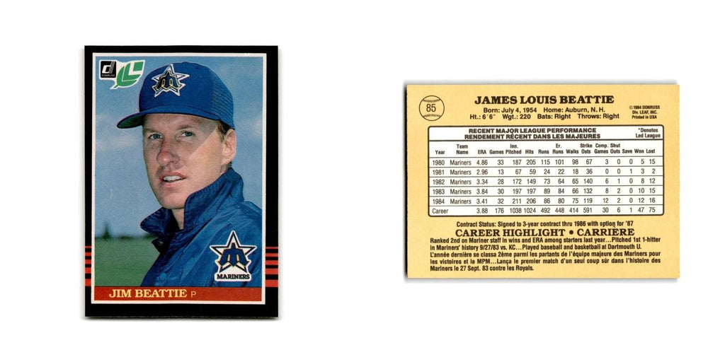 Jim Beattie 1985 Leaf #85 Seattle Mariners Baseball Card NM