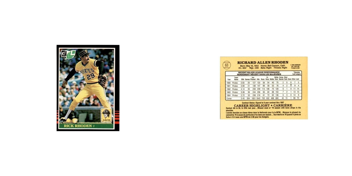 Rick Rhoden 1985 Leaf #63 Pittsburgh Pirates Baseball Card NM