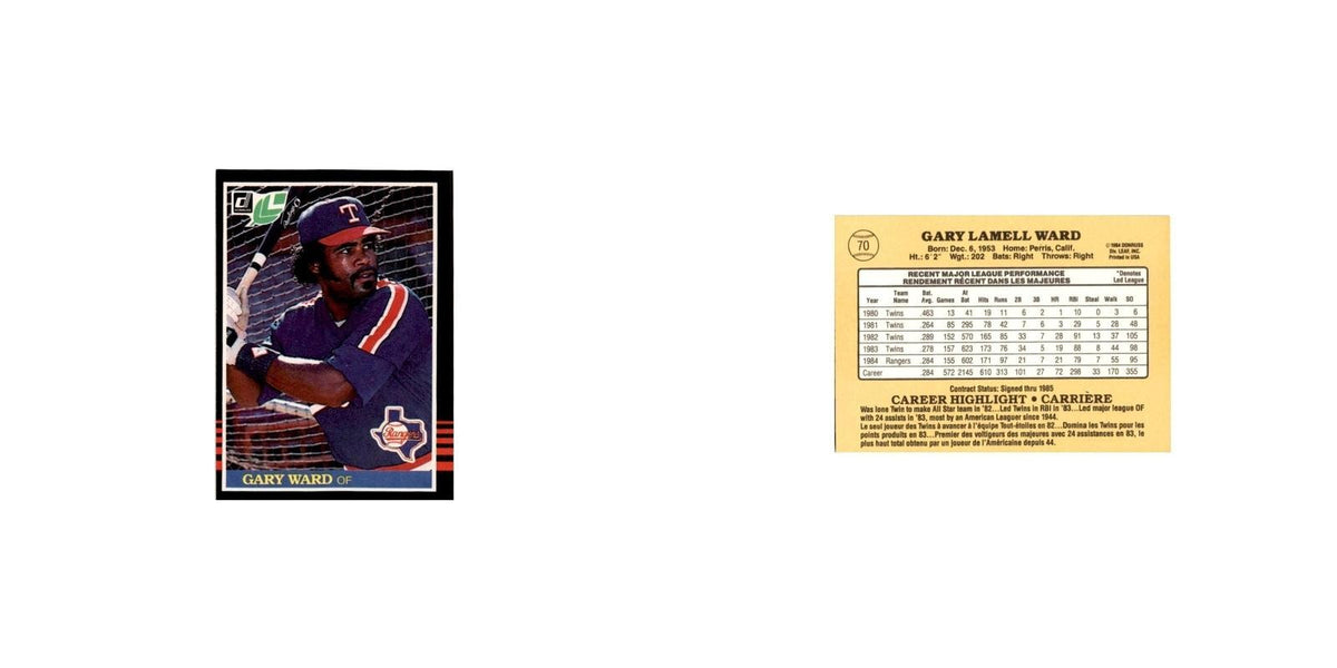 Gary Ward 1985 Leaf #70 Texas Rangers Baseball Card NM