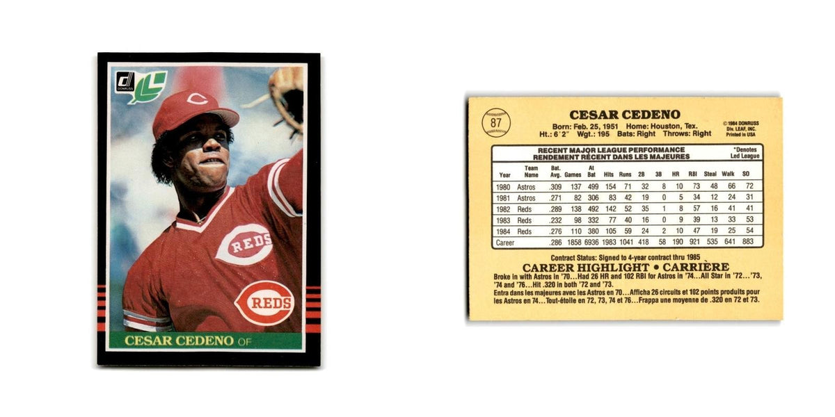 Cesar Cedeno 1985 Leaf #87 Cincinnati Reds Baseball Card NM