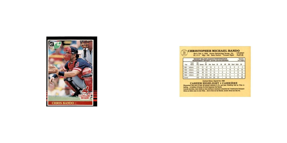 Chris Bando 1985 Leaf #39 Cleveland Indians Baseball Card NM