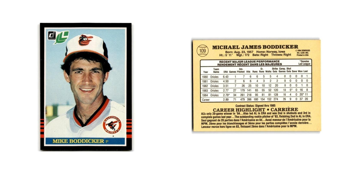 Mike Boddicker 1985 Leaf #109 Baltimore Orioles Baseball Card NM
