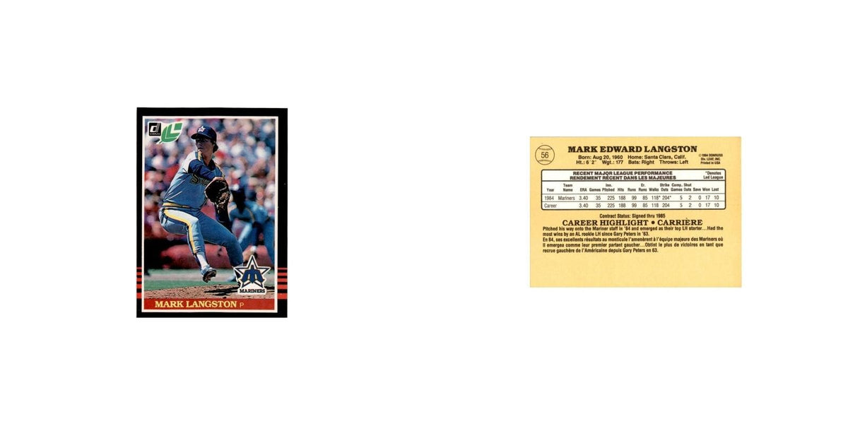 Mark Langston Rookie 1985 Leaf #56 Seattle Mariners Baseball Card NM