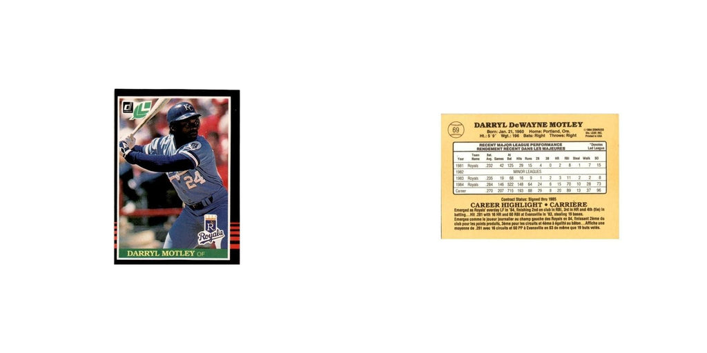 Darryl Motley 1985 Leaf #69 Kansas City Royals Baseball Card NM