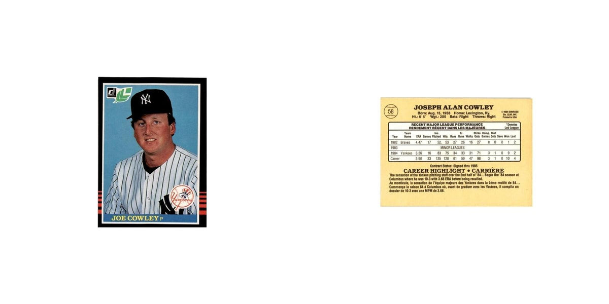 Joe Cowley 1985 Leaf #58 New York Yankees Baseball Card NM