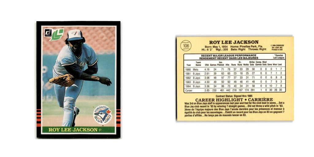 Roy Lee Jackson 1985 Leaf #106 Toronto Blue Jays Baseball Card NM