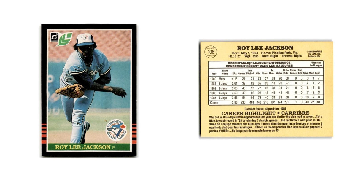 Roy Lee Jackson 1985 Leaf #106 Toronto Blue Jays Baseball Card NM