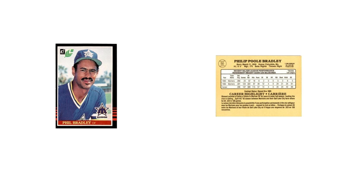 Phil Bradley 1985 Leaf #50 Seattle Mariners Baseball Card NM