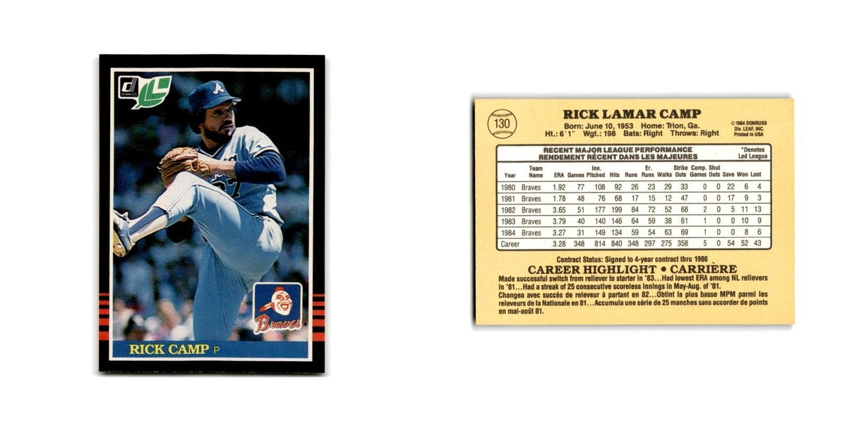 Rick Camp 1985 Leaf #130 Atlanta Braves Baseball Card NM
