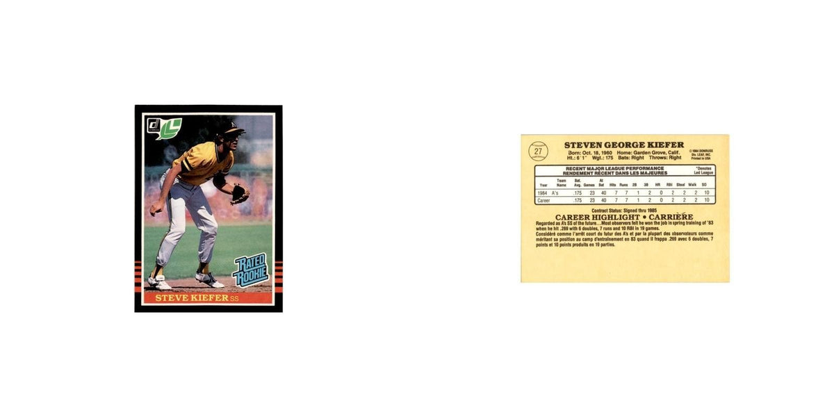Steve Kiefer Rookie 1985 Leaf #27 Oakland Athletics Baseball Card NM