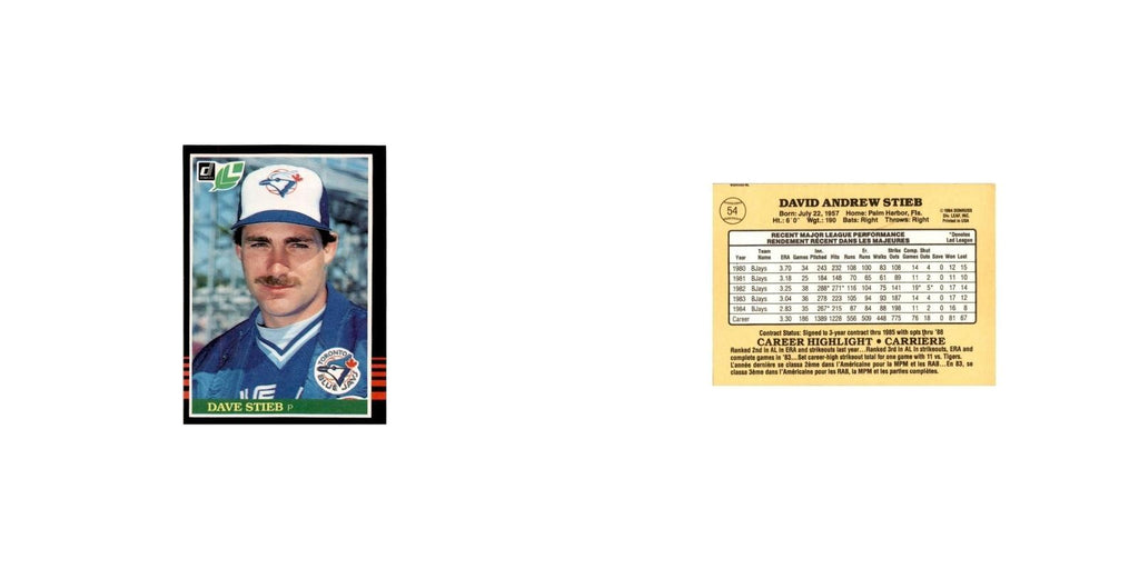 Dave Stieb 1985 Leaf #54 Toronto Blue Jays Baseball Card NM
