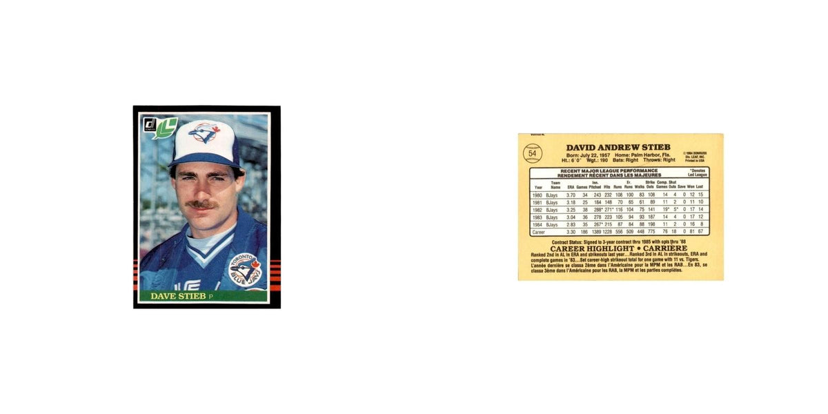 Dave Stieb 1985 Leaf #54 Toronto Blue Jays Baseball Card NM