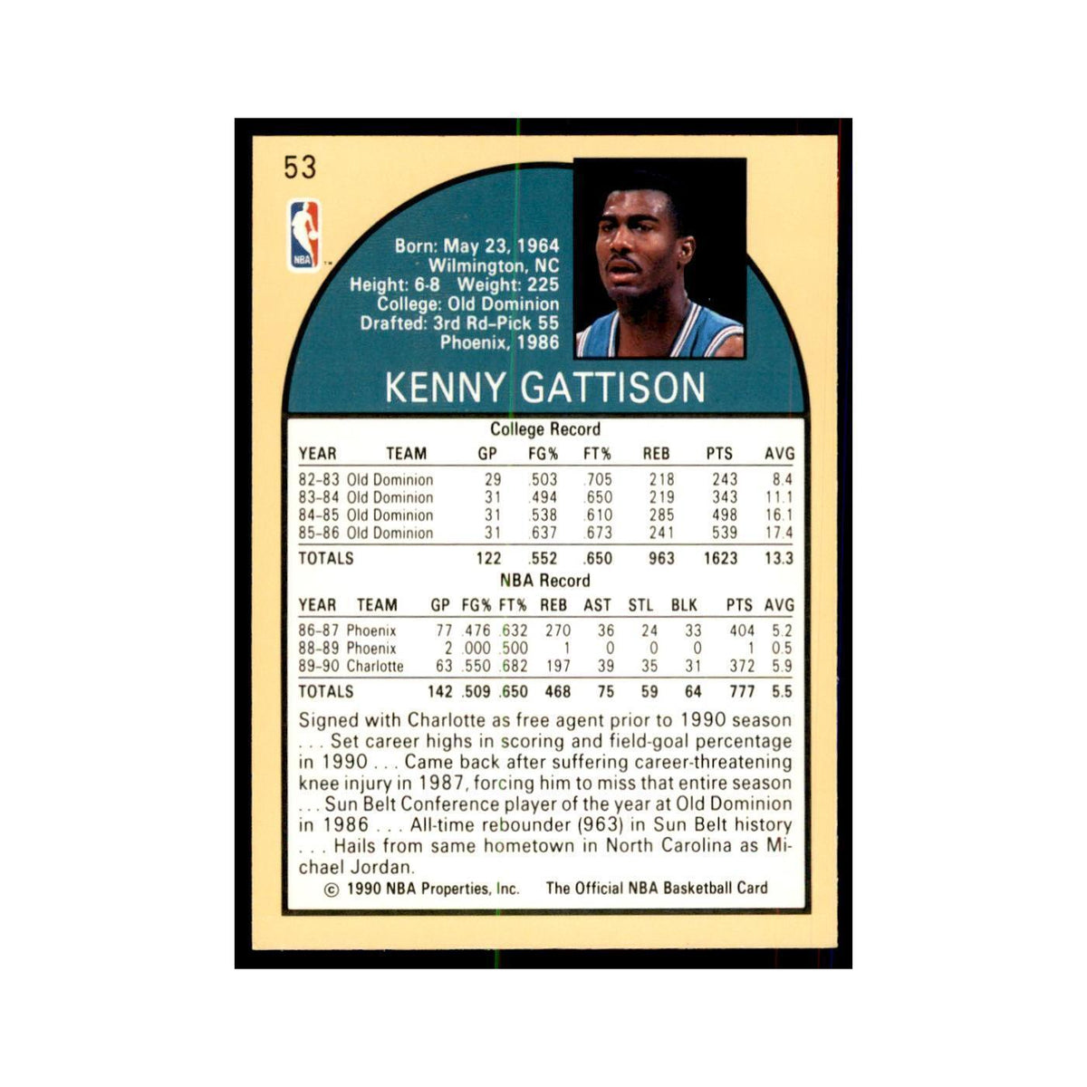 1990 Hoops Kenny Gattison Basketball Cards #53
