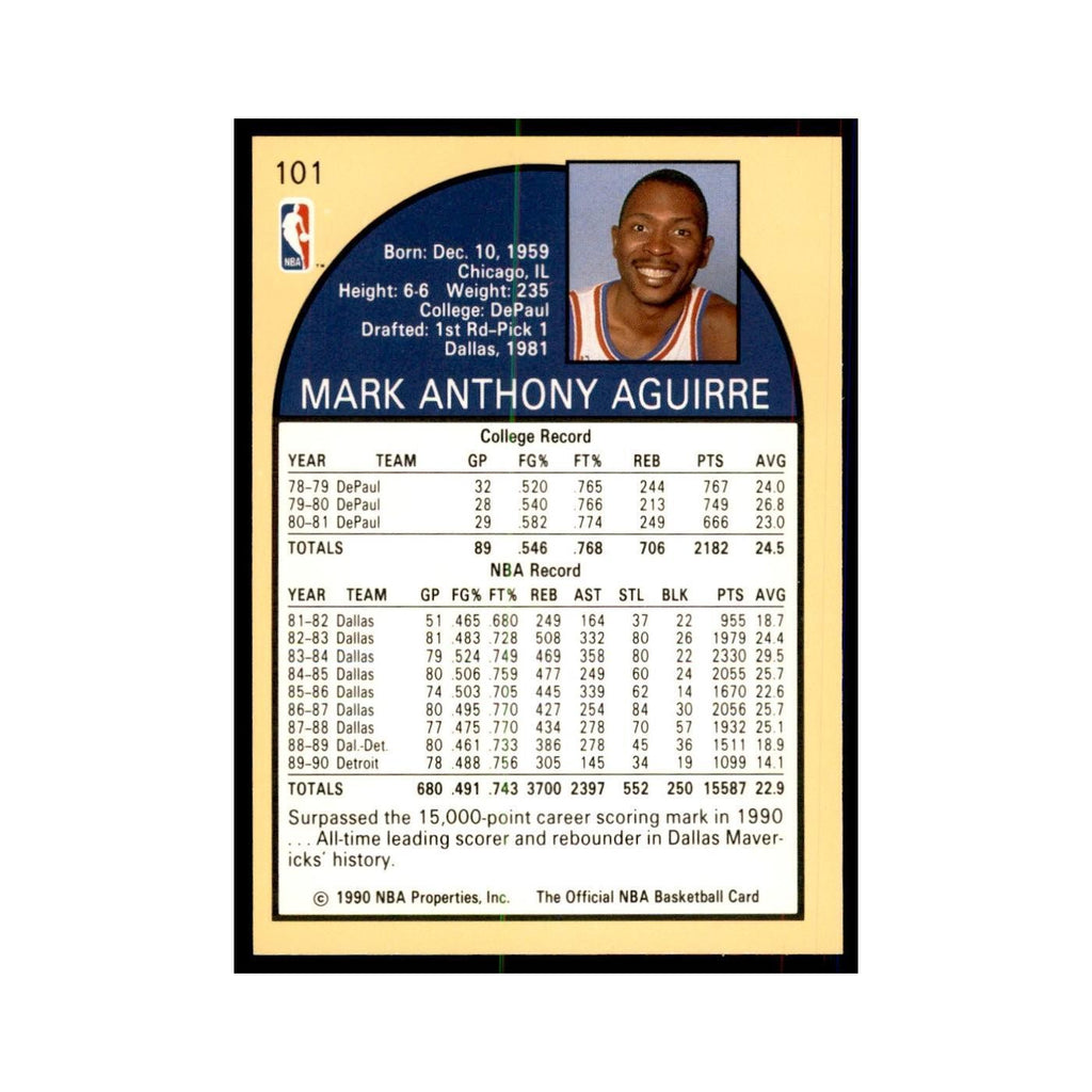 1990 Hoops Mark Aguirre Basketball Cards #101
