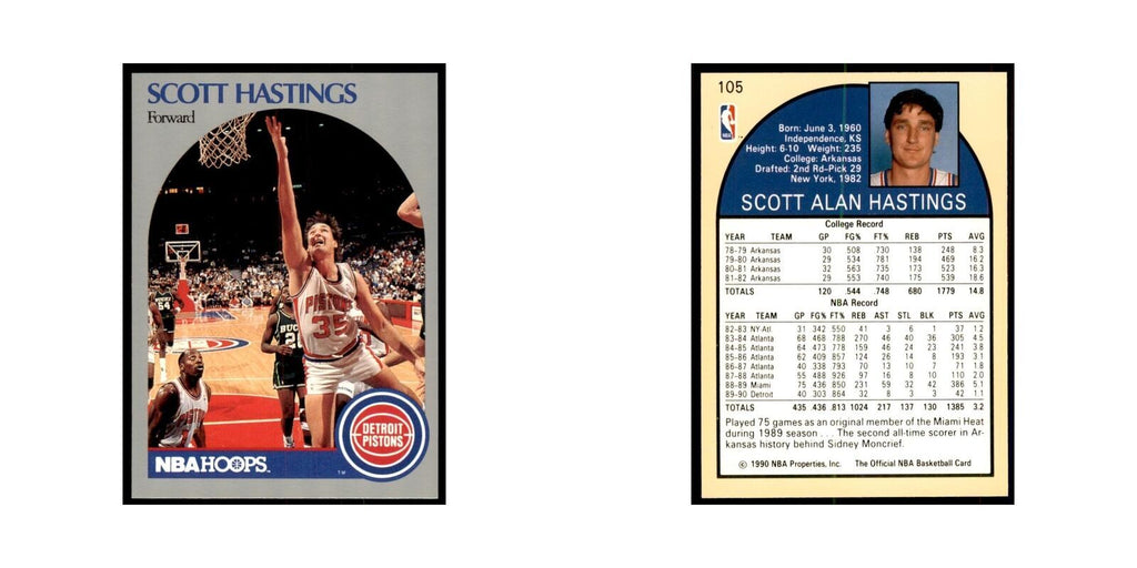 1990 Hoops Scott Hastings Basketball Cards #105