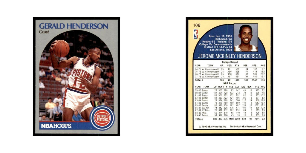 1990 Hoops Gerald Henderson Basketball Cards #106