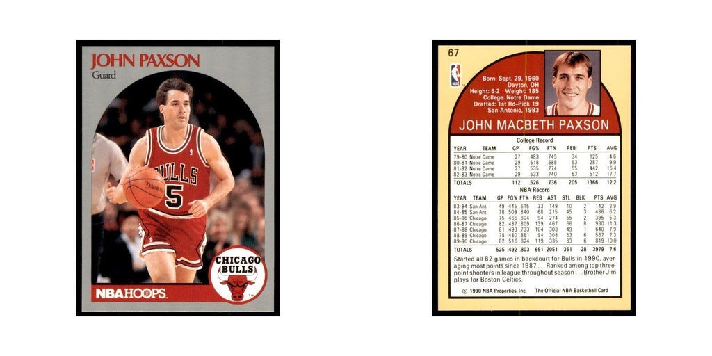 1990 Hoops John Paxson Basketball Cards #67